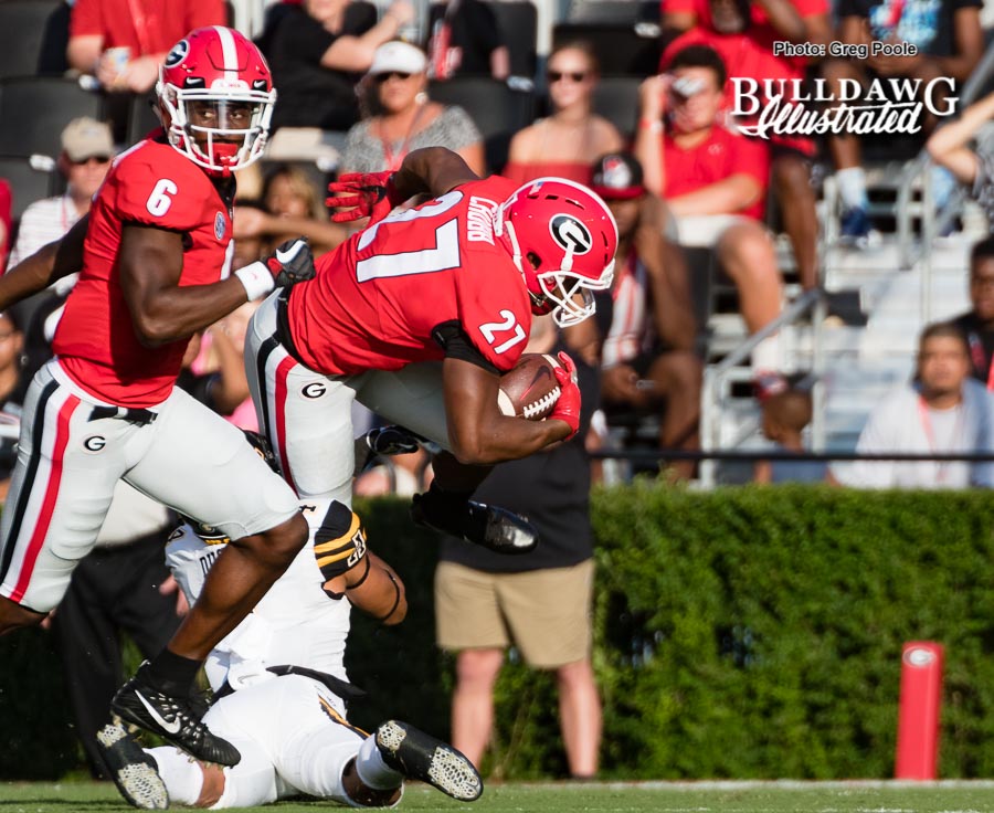 Nick Chubb is just about to cross the goal line – Georgia vs. Appalachian State