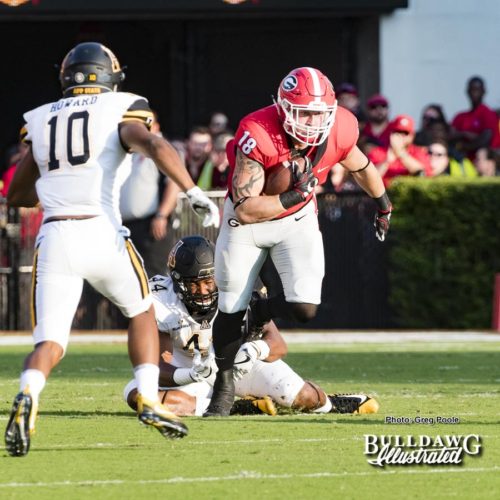 Isaac Nauta (18) rumbles down the field during Georgia's game vs. Appalachian State - Saturday, Sept. 2, 2017 -