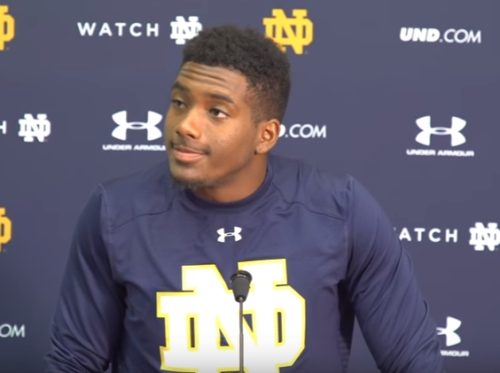 Brandon Wimbush - Notre Dame starting QB - (photo screencapture of YouTube video from Notre Dame Athletics)