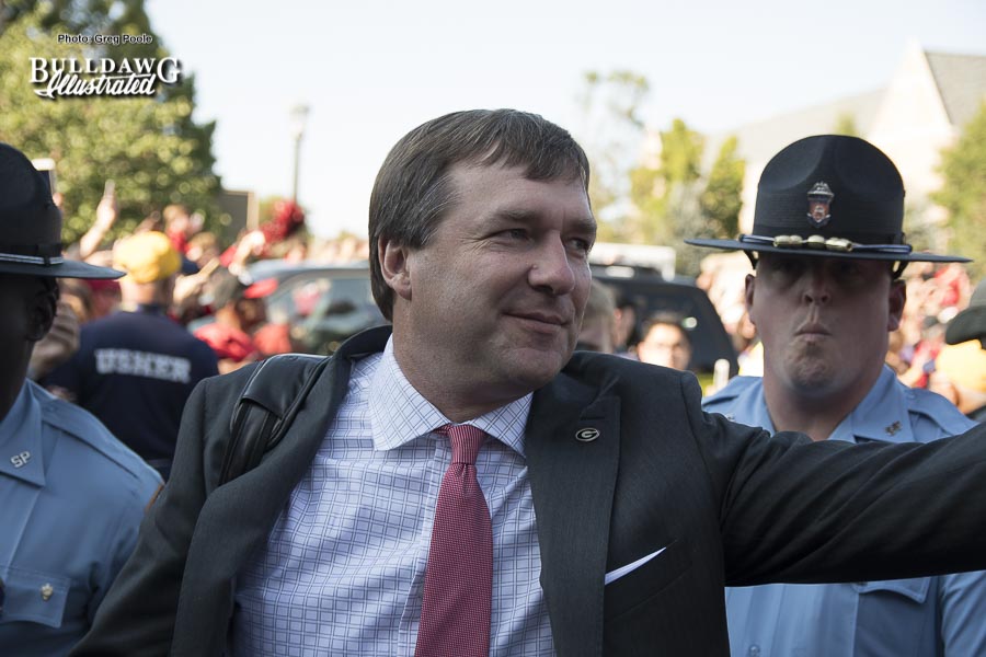 Kirby Smart during the 'Dawg Walk' at Notre Dame - UGA 20 - Notre Dame 19 - Saturday, September 9, 2017