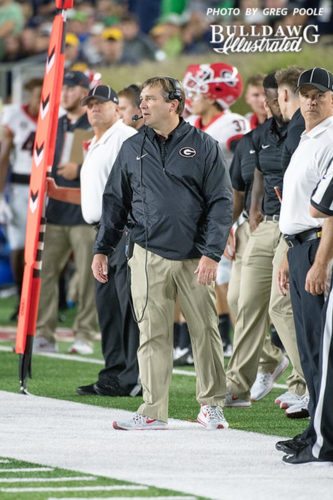 Kirby Smart looks on as his the Bulldog defense is stingy and defiant against the Irish offense - UGA 20 Notre Dame 19 - (Photo: Greg Poole / Bulldawg Illustrated)