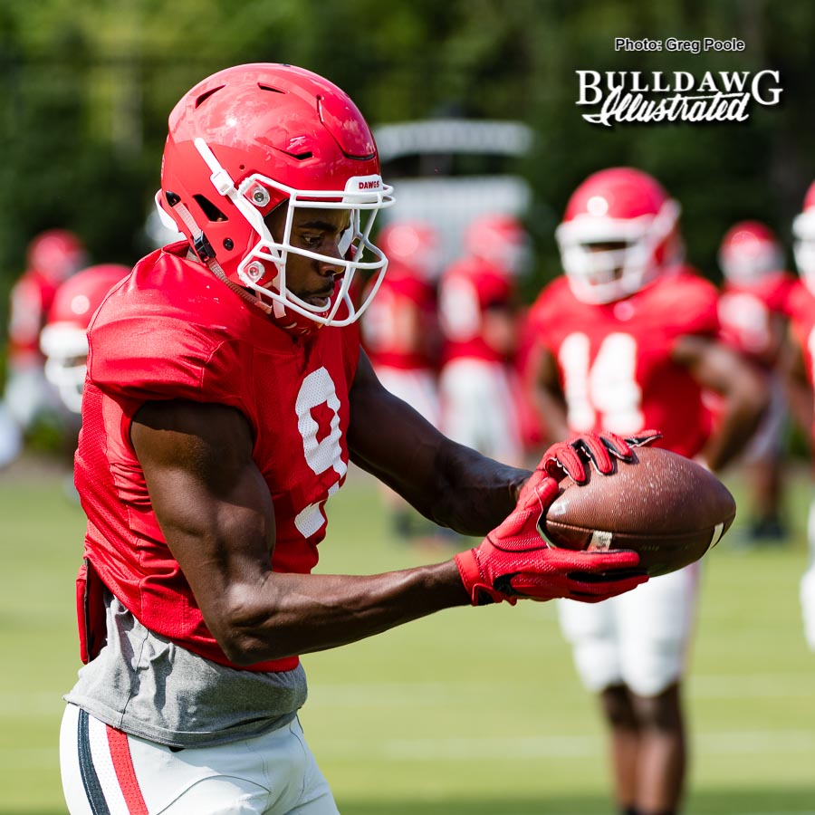 Jeremiah Holloman (9) catches a pass during practice on Wednesday Sept. 13.