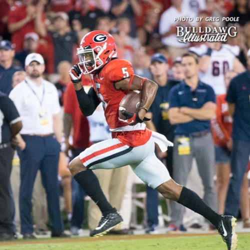 Terry Godwin on his way to 98 receiving yards on the night - UGA vs. Samford - Athens, GA, Saturday, Sept. 16, 2017