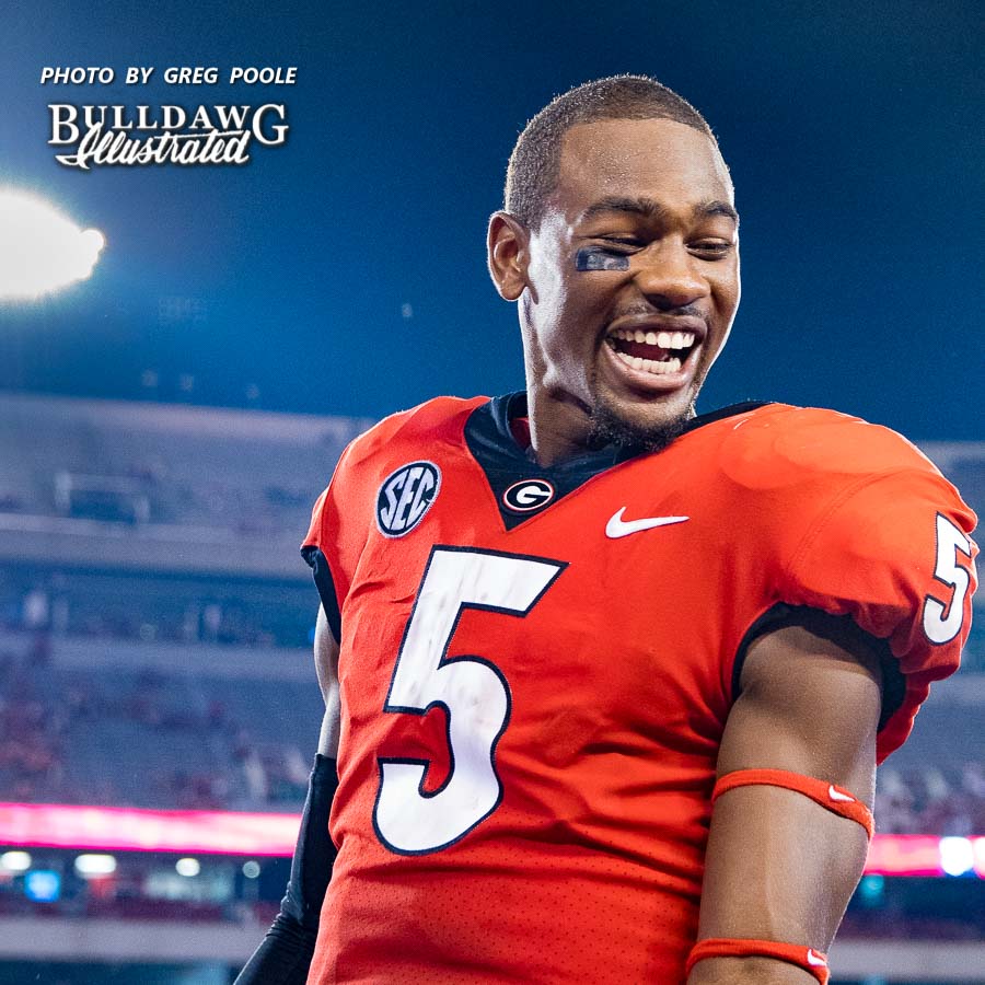 Terry Godwin is all smiles after Georgia's 42-14 win over Samford on Saturday night - September 16, 2017 - Athens, GA