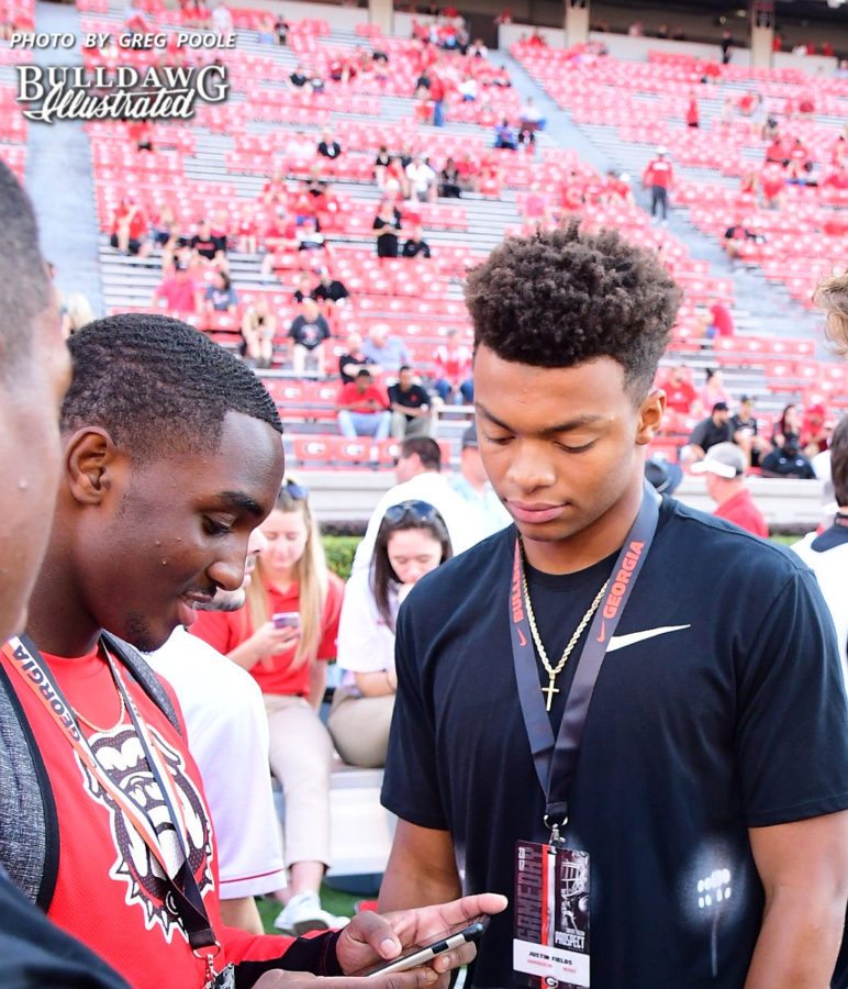 Kearis Jackson (left) with Justin Fields (right) - UGA vs. Mississippi State game - Saturday, September 23, 2017