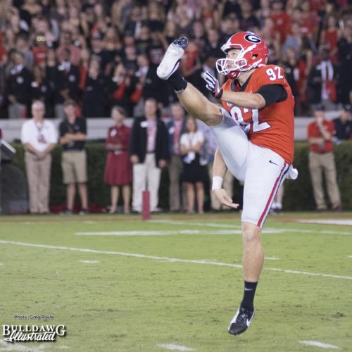 Cameron Nizialek puts his leg into a punt and sends into orbit over Sanford Stadium - UGA vs. Mississippi State - Saturday, Sept. 23, 2017