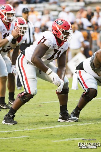 Freshman left tackle Andrew Thomas (71) - 4th quarter - UGA vs. Tennessee - Saturday, Sept. 30, 2017