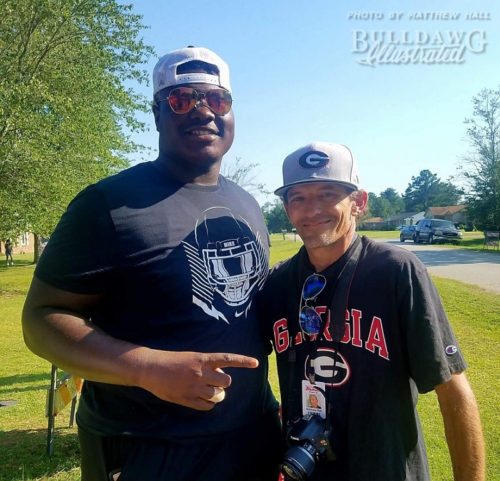 Trey Hill, a class of 2018 Houston Co. High School offensive lineman, made an appearance at the Kearis Jackson commitment ceremony. (Photo by Matthew Hall)