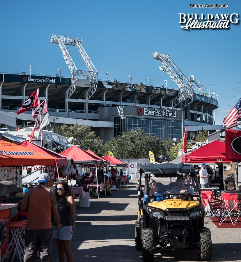 EverBank Field from RV City where Georgia and Florida fans tailgate and mingle before the Dawgs and Gators take the field on Saturday