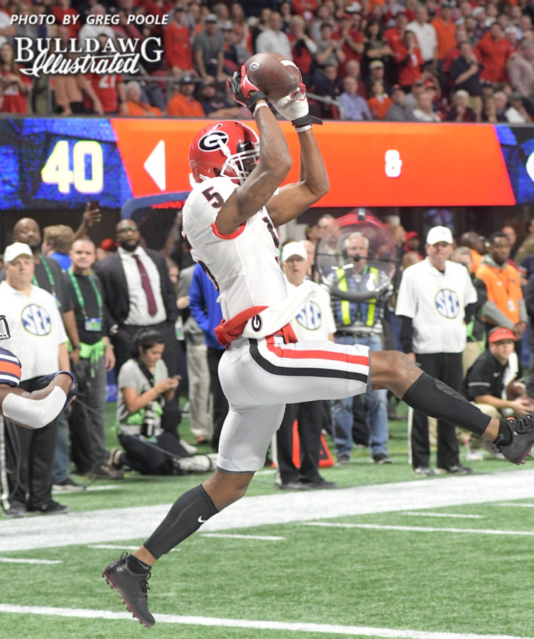 Terry Godwin nabs a Jake Fromm's pass out of the air for a two point conversion after scoring a touchdown on the previous play. - 2017 SEC Championship, Saturday, Dec. 2, 2017 -