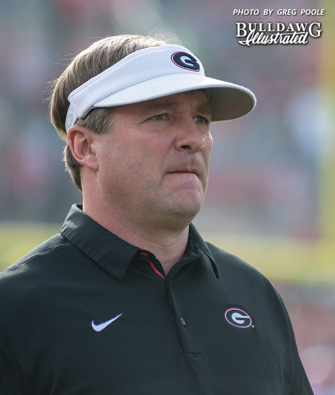 Georgia Head Coach Kirby Smart looks on at his Bulldogs in the Rose Bowl College Football Playoff Semifinal game versus Oklahoma, Monday, Jan. 1, 2018. (Photo: Greg Poole/Bulldawg Illustrated)