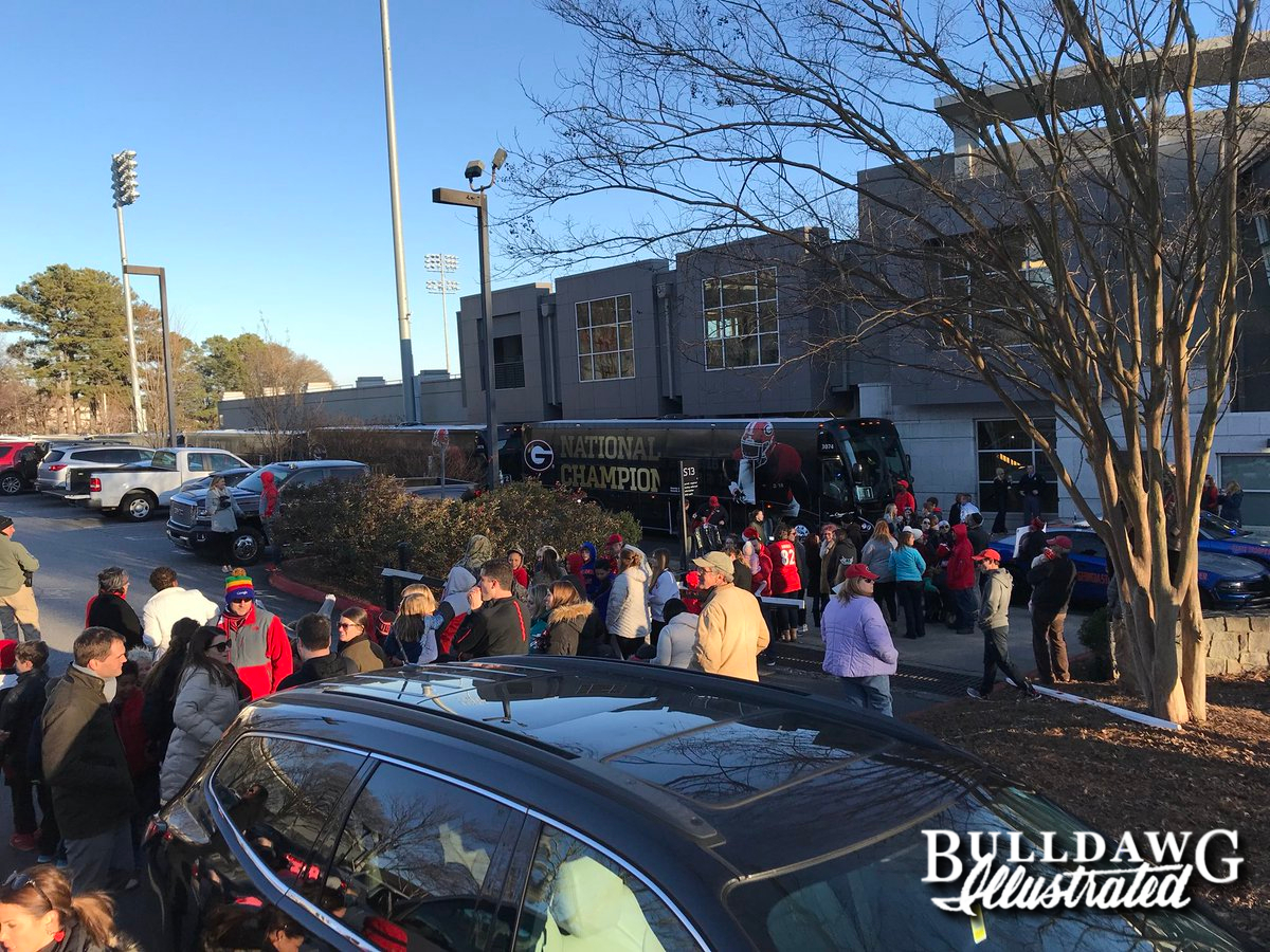 Georgia fans at Butts-Mehre Heritage hall on Friday afternoon to give the Bulldogs a proper send off to Atlanta for the College Football Playoff National Championship game. (Photo by Bulldawg Illustrated)