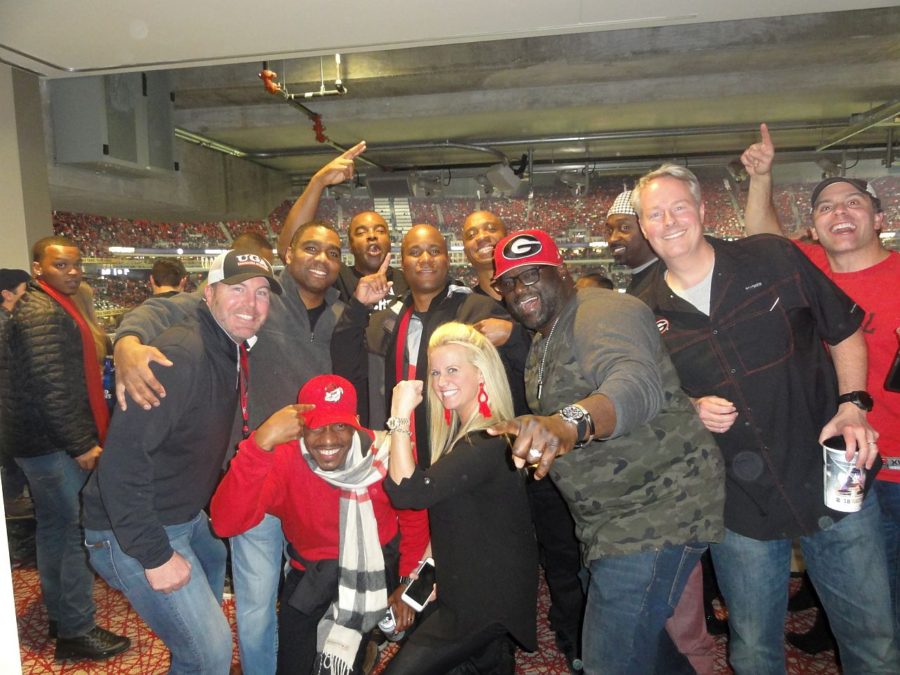 Some DGD fans cheering on Georgia in the 2018 National Championship game at the Mercedes-Benz Stadium in the ATL
