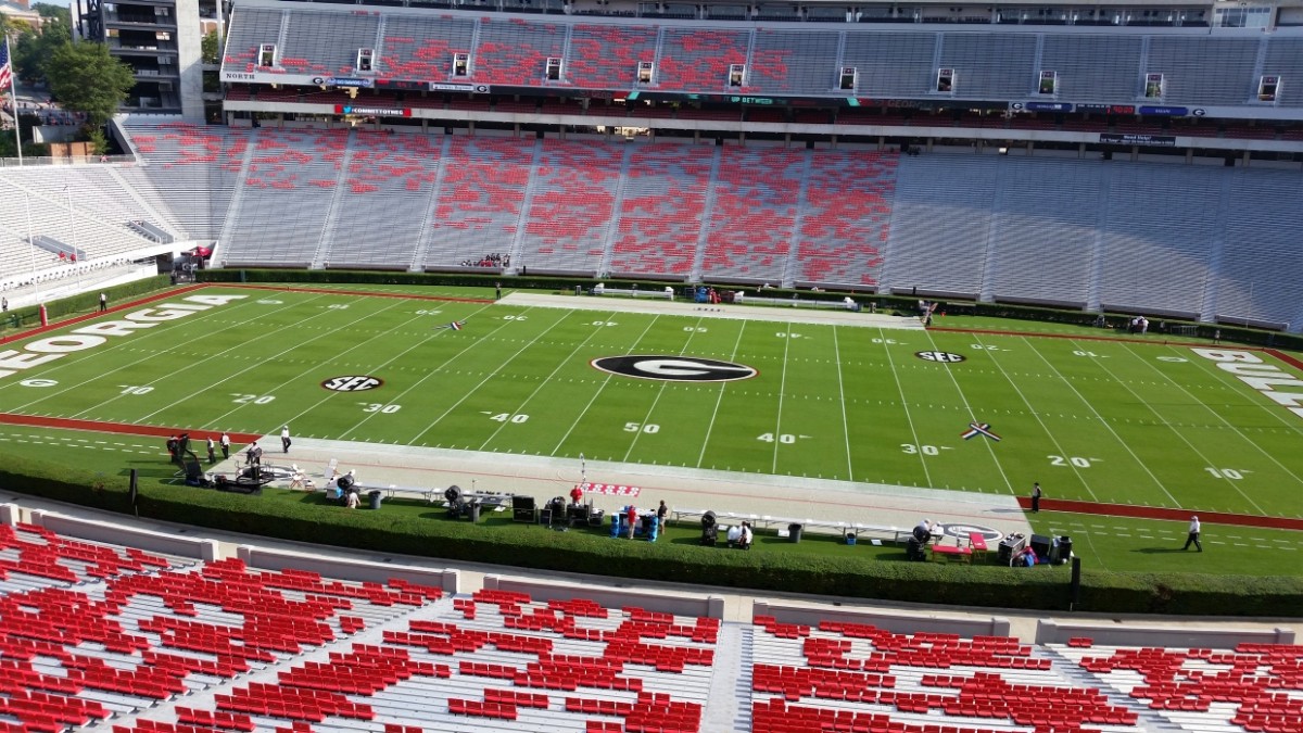 From the Press Box at Sanford Stadium. September 5, 2015. Photo by Murray Poole.