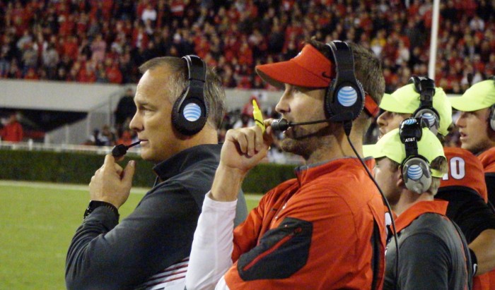 Coaches Mark Richt and Brian Schottenheimer