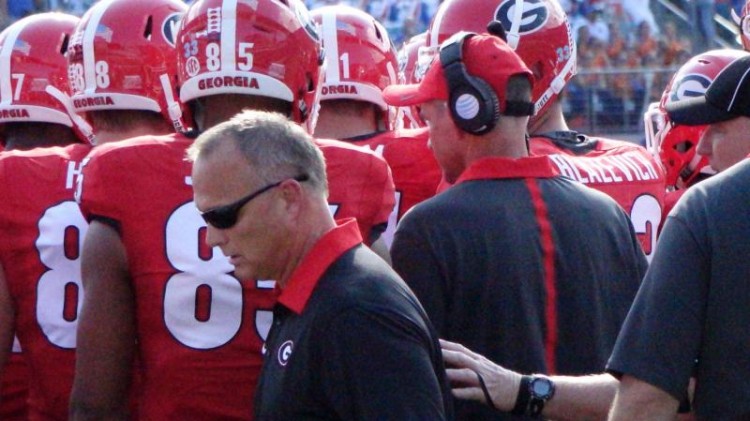Mark Richt - 1st half Georgia-Florida game - 31-Oct-2015 (Photo by Bulldawg Illustrated's Greg Poole)