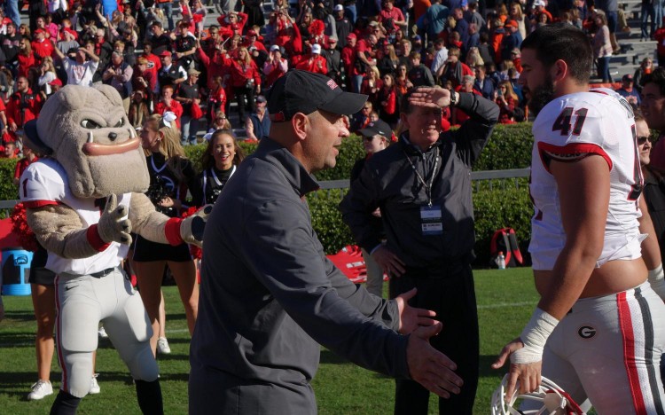 Hairy Dawg, Jeremy Pruitt, Greg McGarity and Aulden Bynum