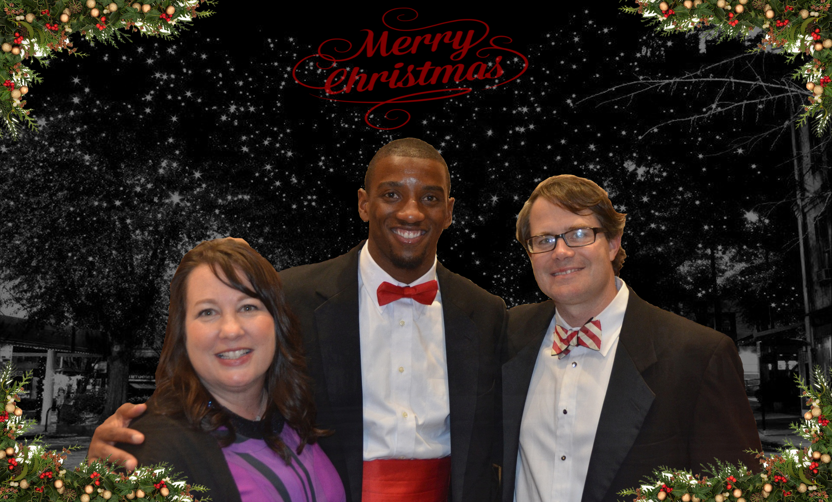 (Left) Cheri Leavy, (Middle) Malcolm Mitchell, (Right) Vance Leavy - Senior GALA 2015 (Edit by Bob Miller)
