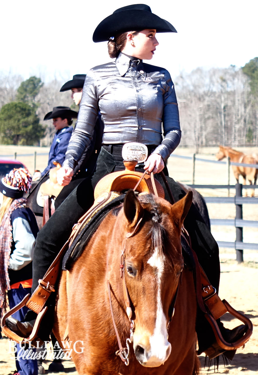 Georgia equestrian team riders and horses compete in a meet vs. Auburn.