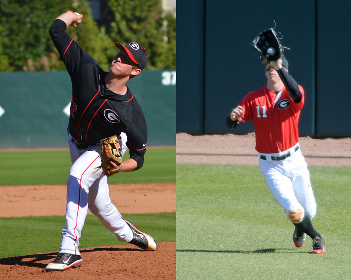 UGA baseball - Robert Tyler (left) and Stephen Wrenn (right) - photos by Steven Colquitt and Sean Taylor -