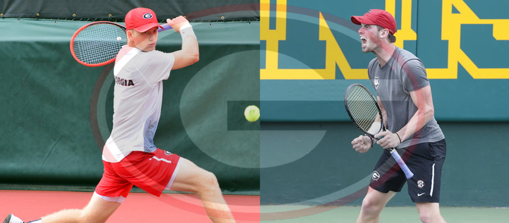 Walker Duncan (on left) and Austin Smith (on right) Georgia men's tennis team. (photos by UGA)