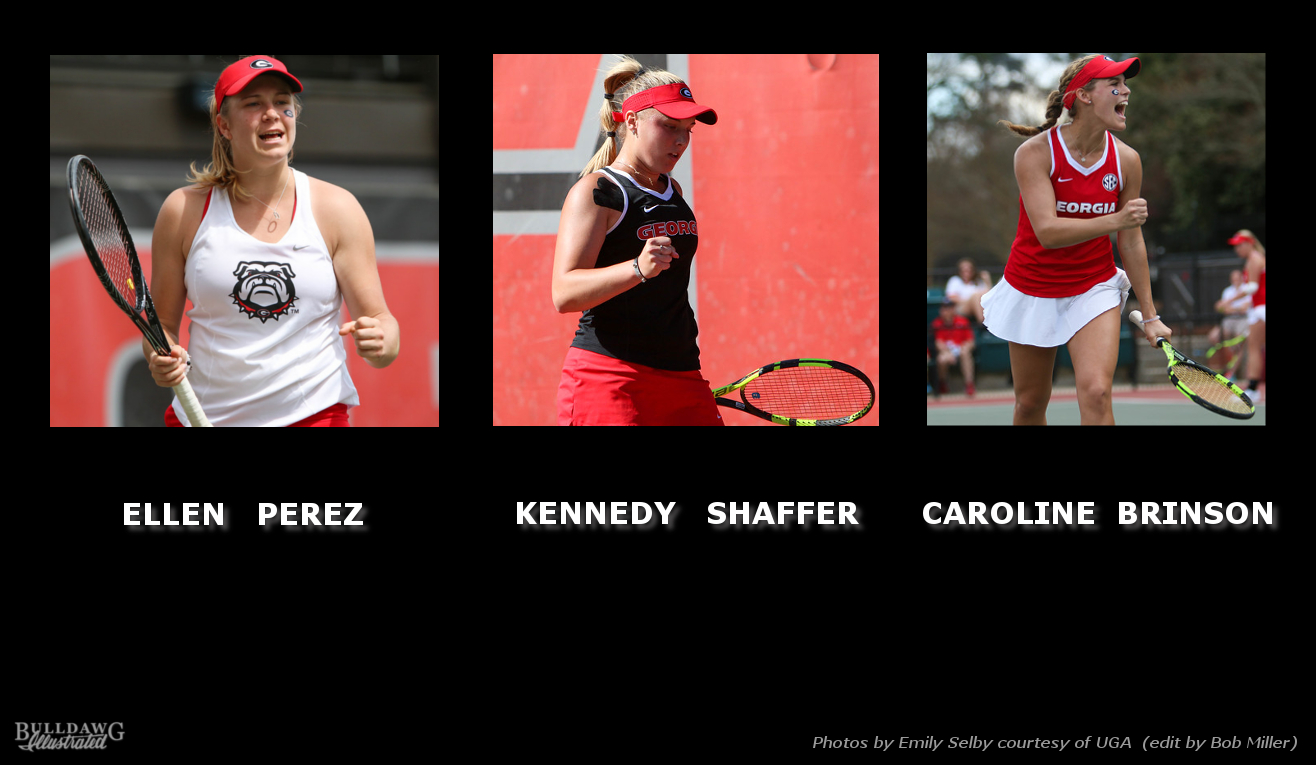 2016 UGA Women's Tennis - Ellen Perez, Kennedy Shaffer, Caroline Brinson All-SEC edit by Bob Miller