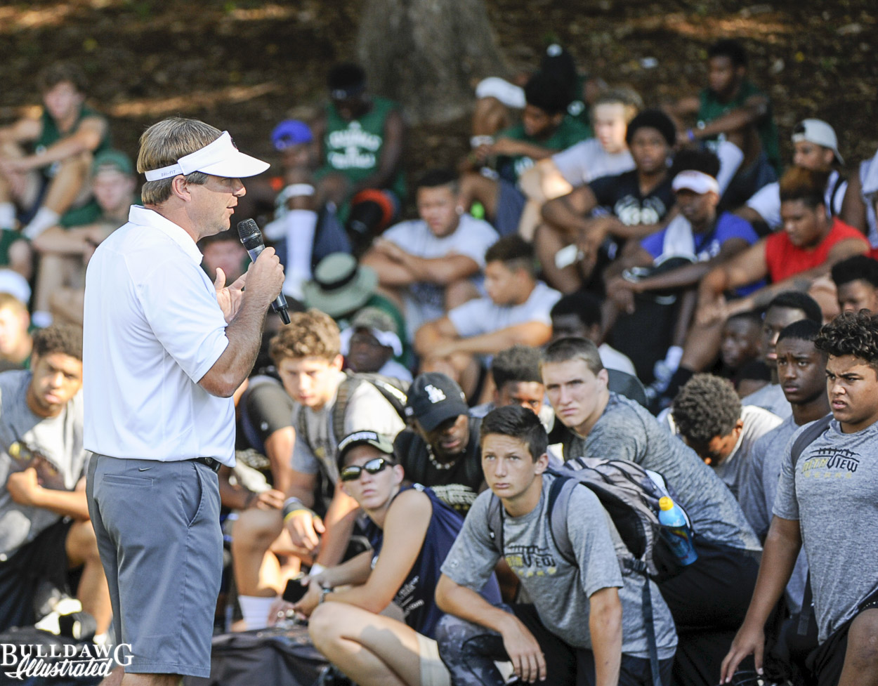 Kirby Smart addresses campers on day 3 of UGA 7v7 and lineman camp