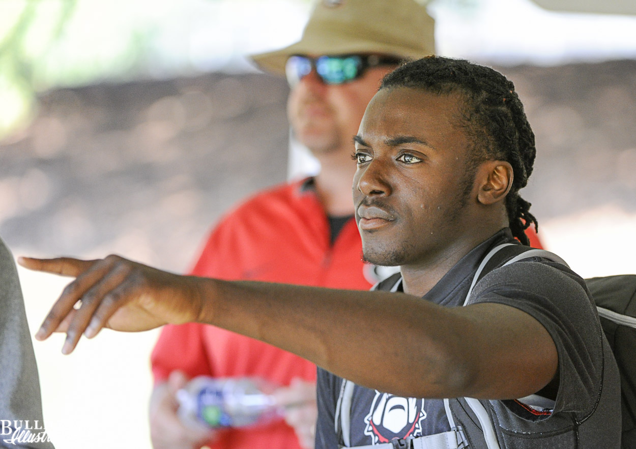 Richard LeCounte watches the action at Kirby Smart 7v7 camp