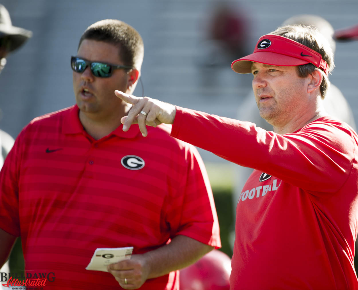 Kirby Smart and Josh Lee, Director of Football Operations