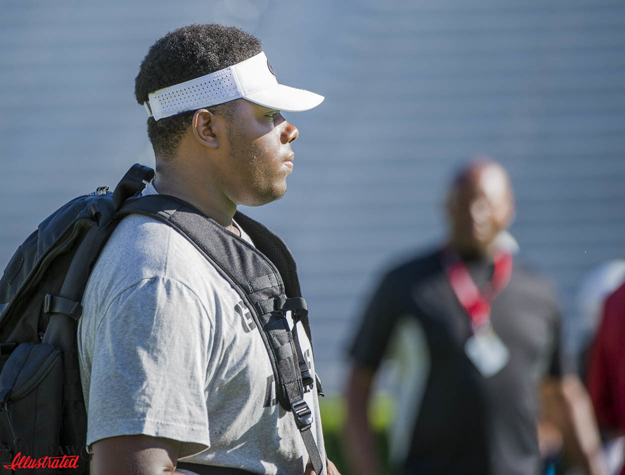 UGA offensive tackle commit Andrew Thomas was in attendance on day 3 of the Kirby Smart Camp