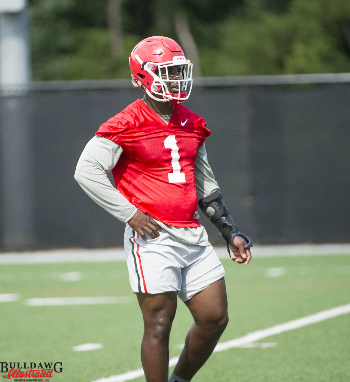 Sony Michel working on conditioning on day one of fall camp