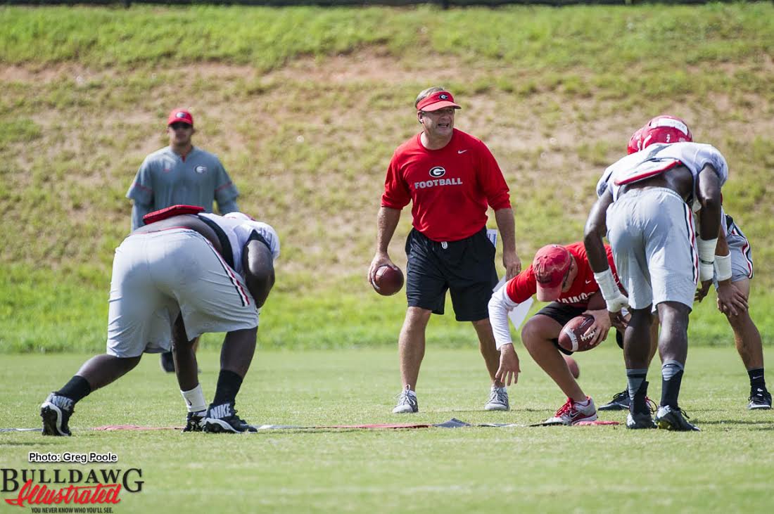 Kirby Smart during Thursday afternoon's practice on 08-18-2016