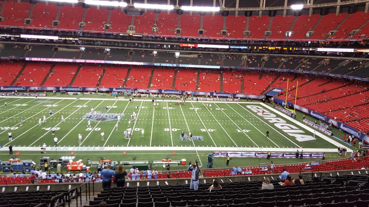 From the Press Box at the Georgia Dome for UNC vs UGA (photo by Murray Poole)