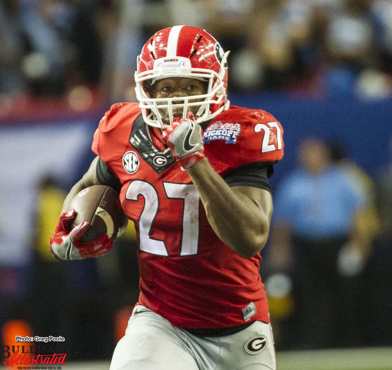 Nick Chubb on his way to the end zone