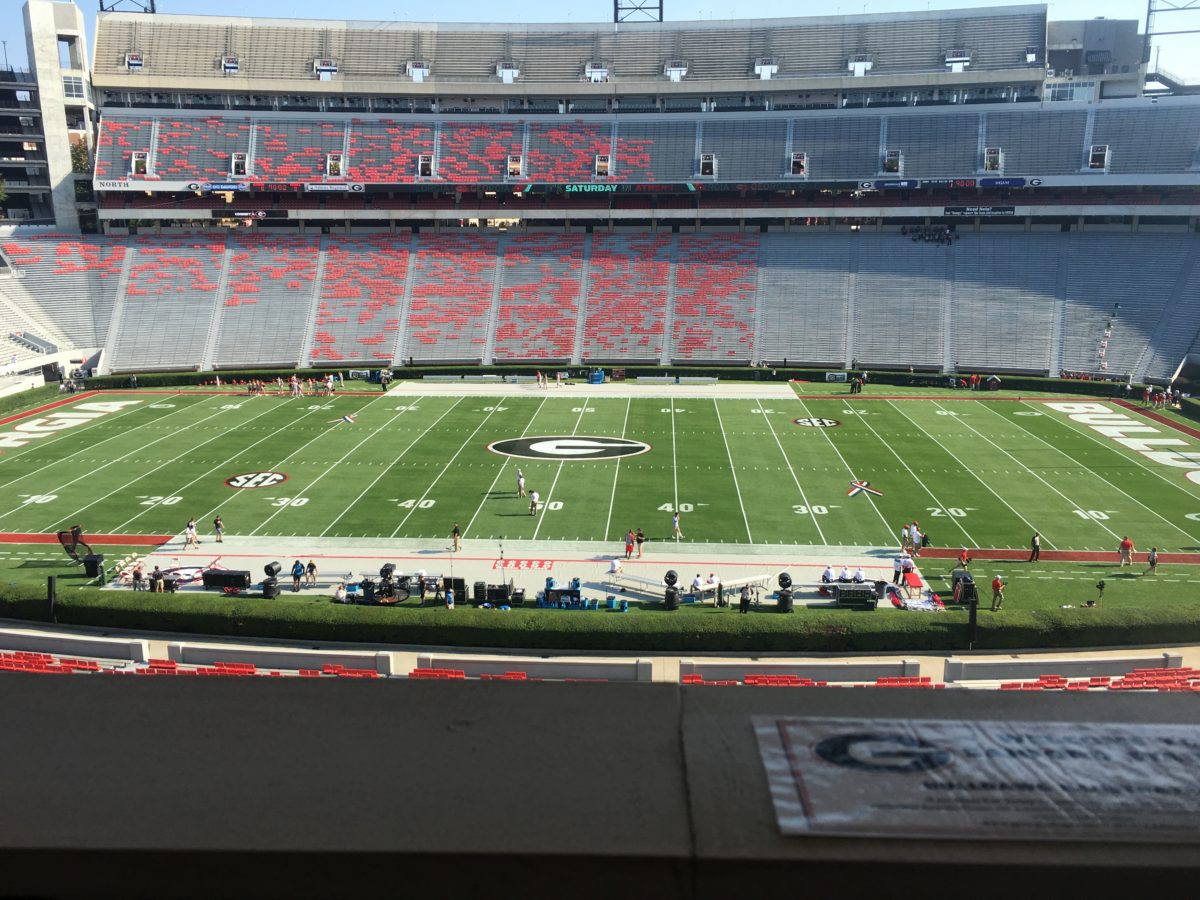 A view from the press box of Sanford Stadium