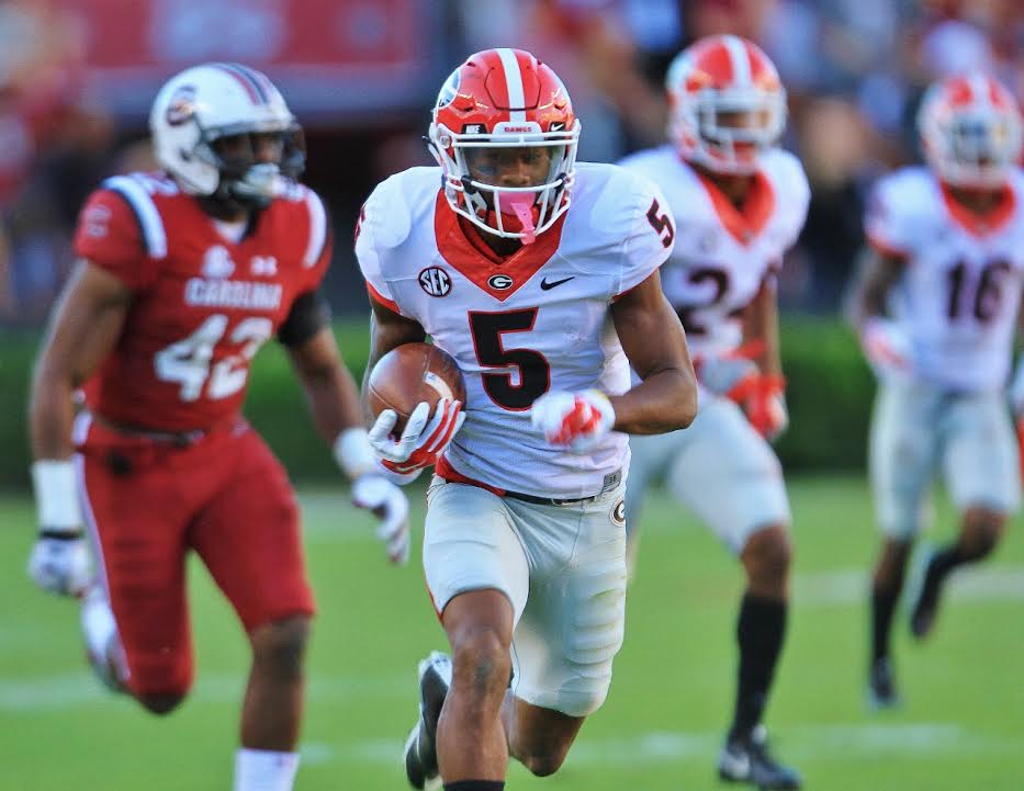 Terry Godwin 43 yard on-side kick return for TD against South Carolina (Photo by Rob Saye)