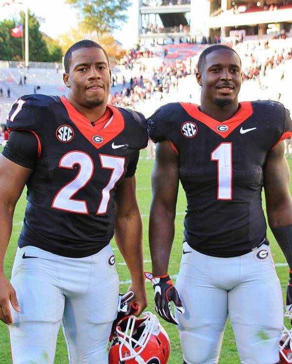 Nick Chubb and Sony Michel (Photo by Rob Saye)