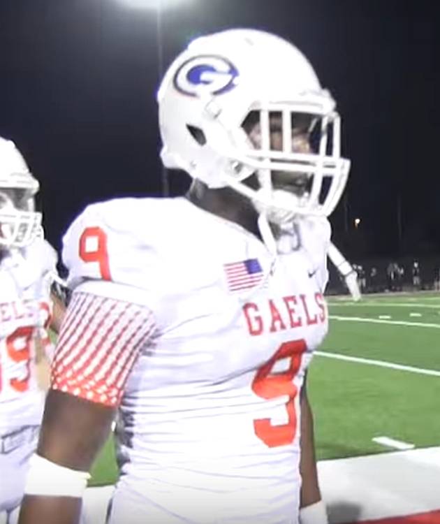 Brevin Jordan - Class of 2018 TE - Bishop Gorman High School (photo of Brevin Jordan - YouTube screen capture)