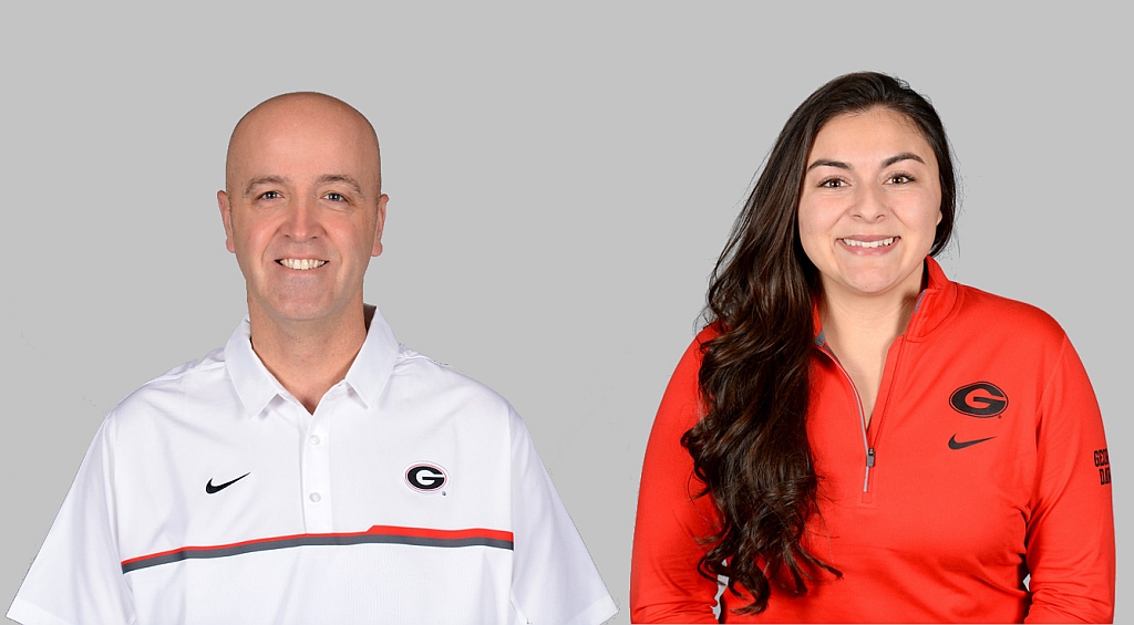 Aaron Benning (left) and Felicia Arriola (right) UGA volleyball assistant coaches (photos from Georgia Sports Communications)