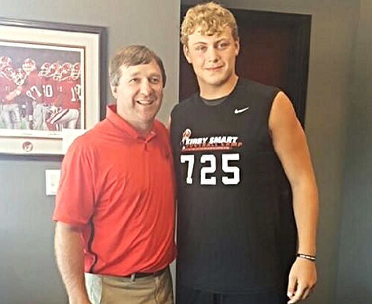 Luke Griffin, class of 2019 commit (right) with Kirby Smart (left) (Photo from Luke Griffin - Instagram)