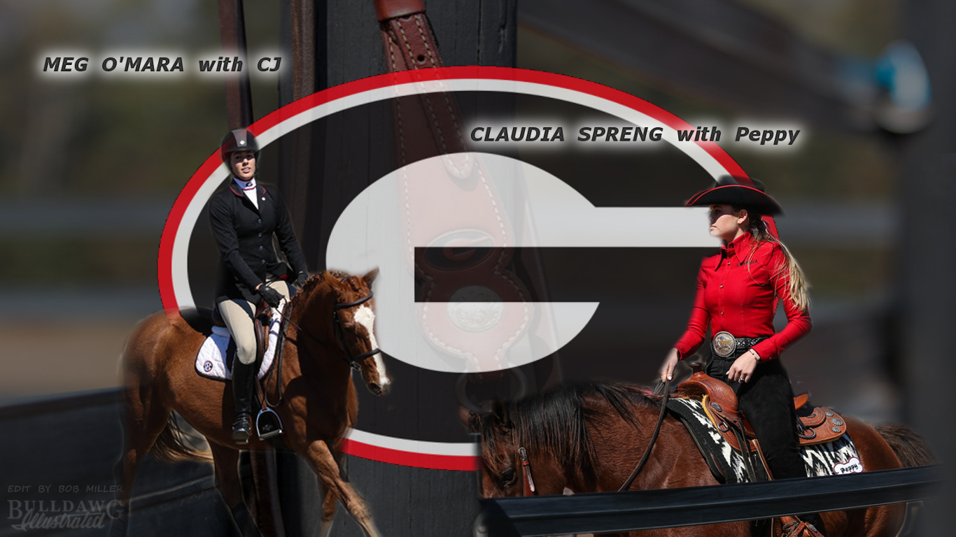 Meg O'Mara and Claudia Spreng UGA equestrian edit by Bob Miller 03-01-2017 (Photos By  by Cory Cole / Georgia Sports Communications)