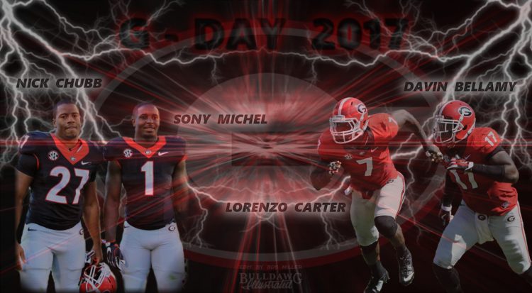 G-DAY 2017 edit by Bob Miller. Photos of Nick Chubb and Sony Michel by Rob Saye. Photos of Lorenzo Carter and Devin Bellamy by Greg Poole.