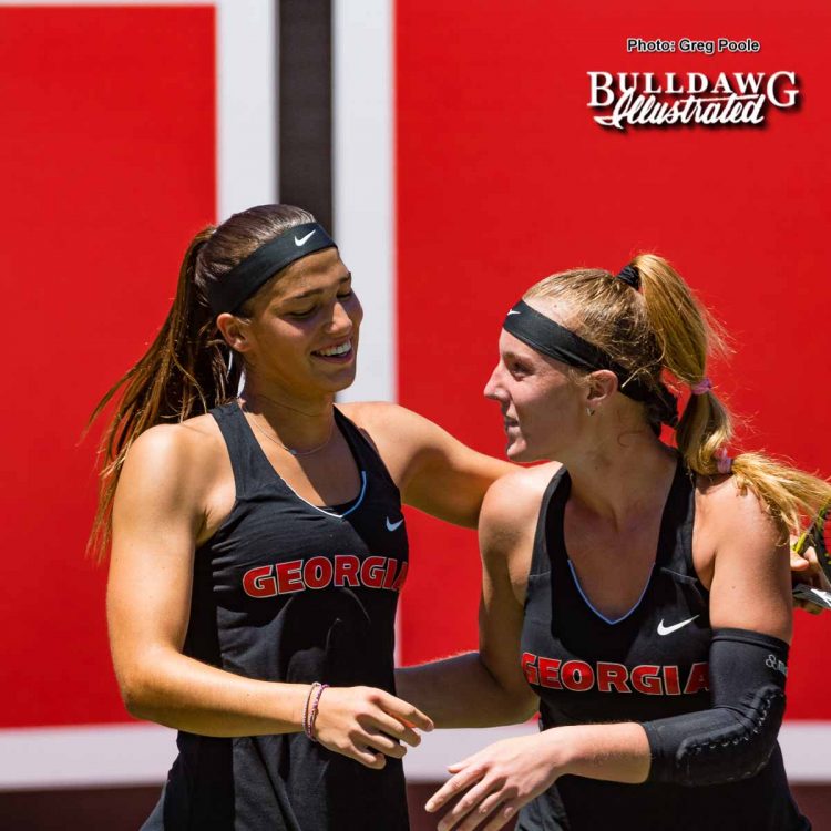 Elena Christofi (L) and Kennedy Shaffer just after matchpoint