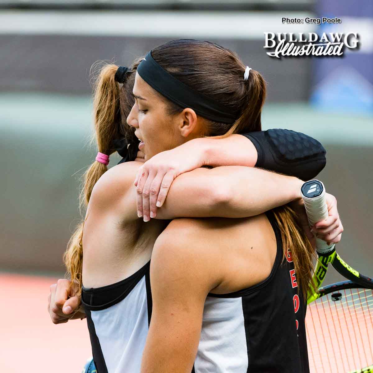 Kennedy Shaffer and Elena Christofi after their tough loss - NCAA Doubles Quarterfinals – May 27, 2017