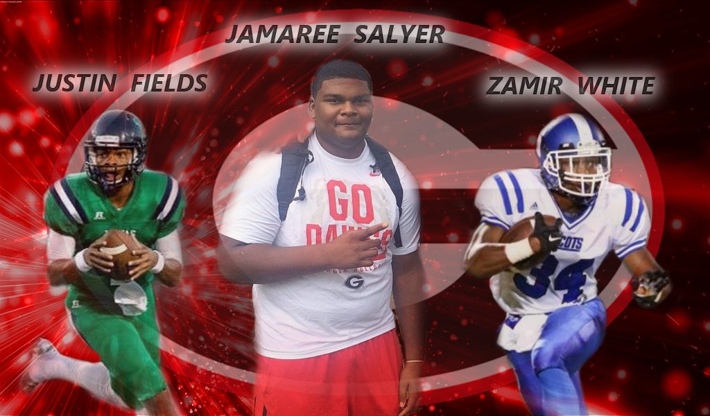 Justin Fields, Jamaree Salyer, and Zamir White edit by Bob Miller/Bulldawg Illustrated