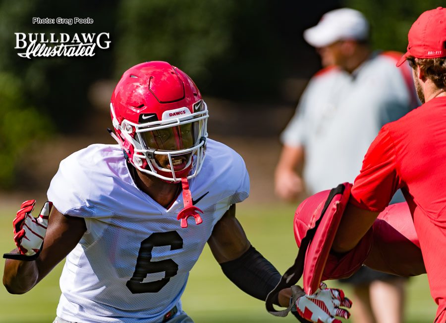 Javon Wims (6) - Note, the UGA offense wore white in Monday's practice for Notre Dame - Sept. 4, 2017