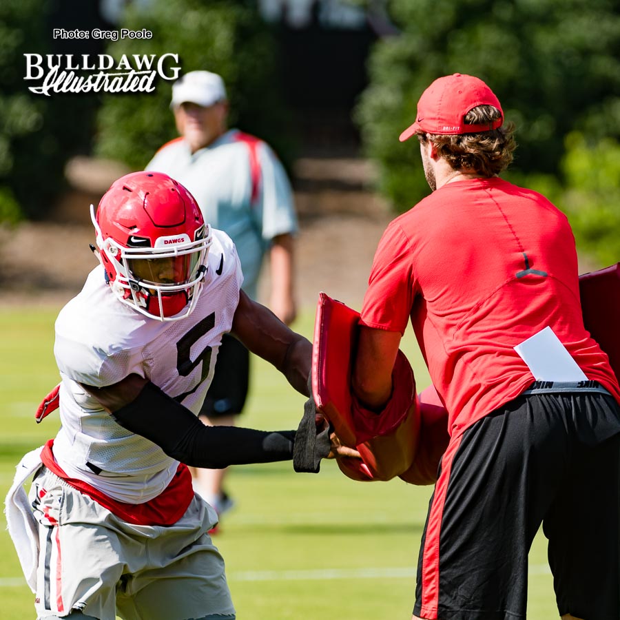 Terry Godwin (5) - Note, the UGA offense wore white in Monday's practice for Notre Dame - Sept. 4, 2017