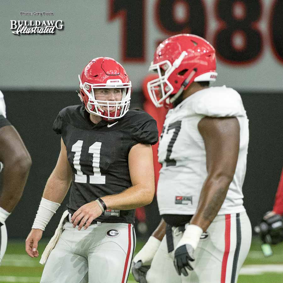 Your starting QB for UGA for this Saturday's game vs. Notre Dame, true freshman Jake Fromm (11) - UGA football practice - Wednesday, Sept. 6, 2017