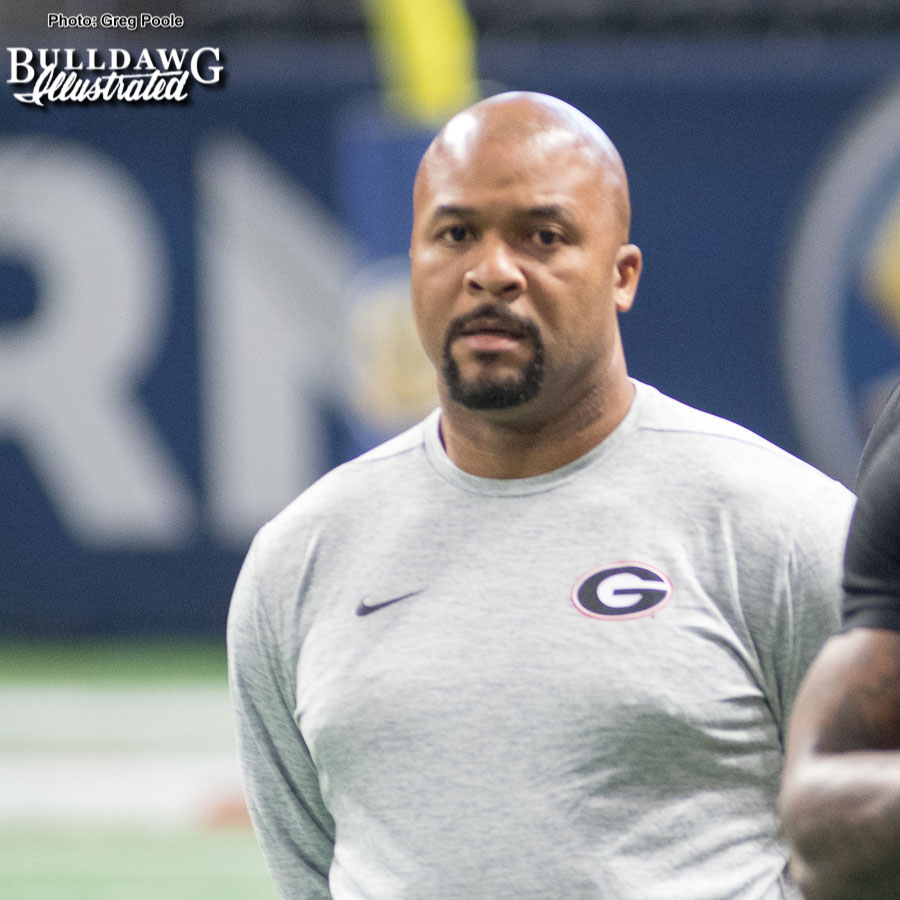 Georgia running backs coach Dell McGee - Mercedes-Benz Stadium walk through on Fri., Dec. 1, 2017 -