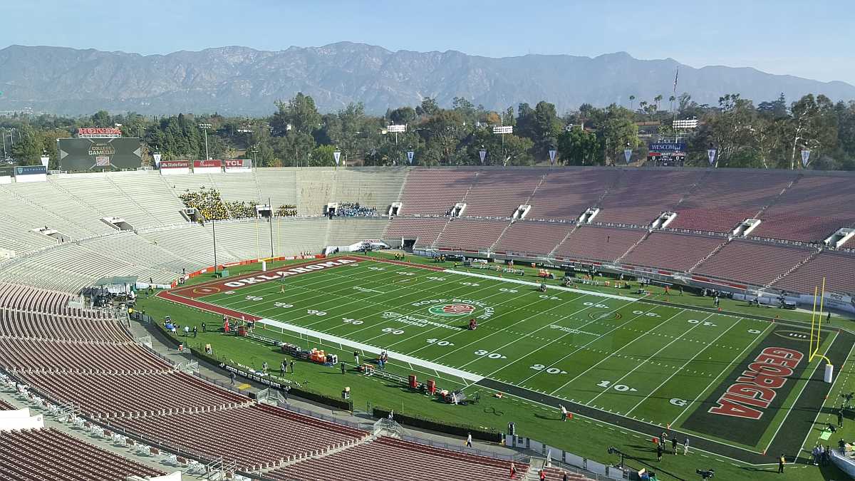 A stunning view from the press box at the historic Rose Bowl - Monday, 2018-Jan-01 (Photo by Murray Poole)
